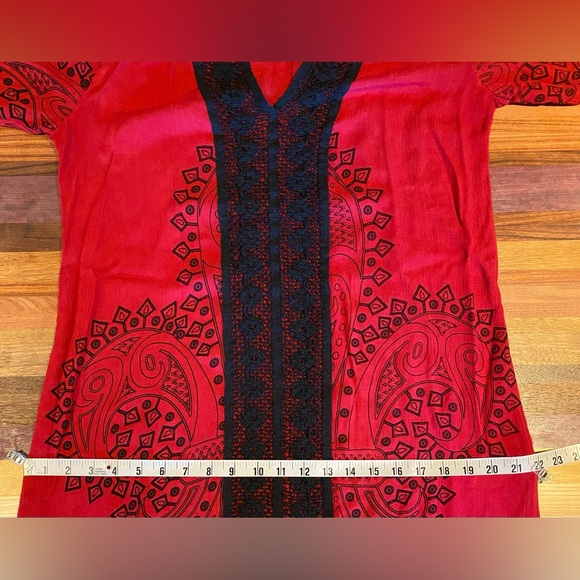 Earthbound Trading Co Red Caftan Dress, size XL - Picture 10 of 10
